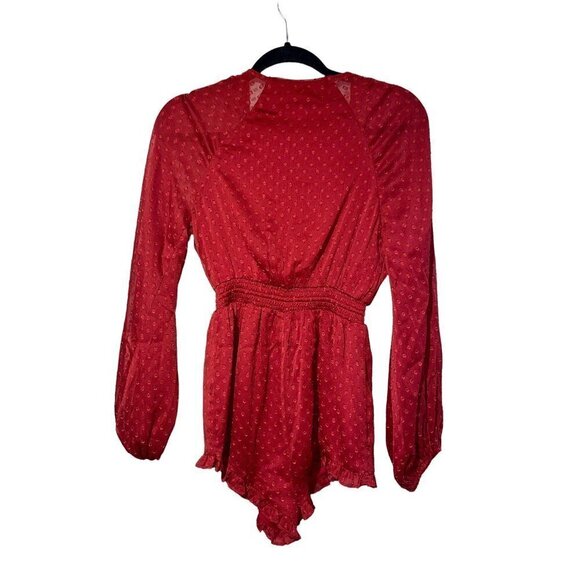 Tularosa Claudia Long Sleeve Romper in Deep Red XXSmall New - Picture 4 of 12